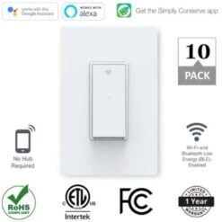Simply Conserve Single-Pole Smart Wifi And Bluetooth Light Switch Case Of 10 -Home Furnishing Store 216788 DetailedProductView5 Lg