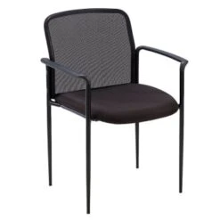 Lorell Black Mesh/fabric Stackable Reception Side Chair