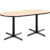 Kfi 30 X 72" Racetrack Pedestal Table With Natural Top, Black X-Base -Home Furnishing Store 222533 V Lg