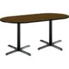 Kfi 30 X 72" Racetrack Pedestal Table With Walnut Top, Black X-Base 2 Kfi 30 X 72" Racetrack Pedestal Table With Walnut Top, Black X-Base -Home Furnishing Store 222535 V Lg