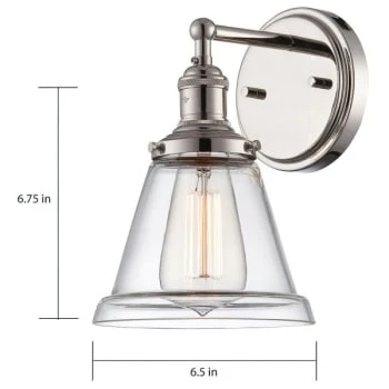 Nuvo Lighting® 6.5 In. 1-Light Incandescent Wall Sconce (Polished Nickel) 4 Nuvo Lighting® 6.5 In. 1-Light Incandescent Wall Sconce (Polished Nickel) - Image 2