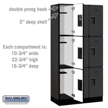 Salsbury Industries® Black 12 Inch Wide Designer Wood Locker 6 Feet X 18 Inches 6 Salsbury Industries® Black 12 Inch Wide Designer Wood Locker 6 Feet X 18 Inches - Image 4