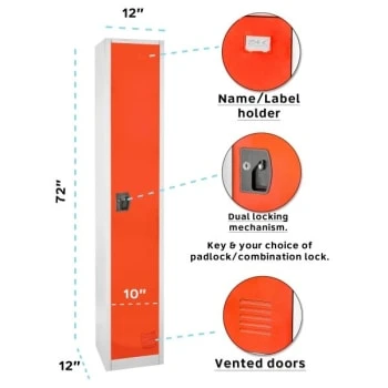 Adir Office 72 In. X 12 In. Steel Single Tier Key Lock Locker Red 7 Adir Office 72 In. X 12 In. Steel Single Tier Key Lock Locker Red - Image 5
