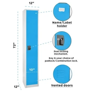 Adir Office 72 In. X 12 In. Single Tier Steel Locker Blue 7 Adir Office 72 In. X 12 In. Single Tier Steel Locker Blue - Image 5
