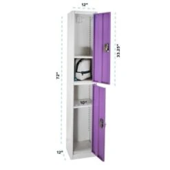 Adir Office 72 In. X 12 In. 2-Compartment Steel Locker Purple -Home Furnishing Store 227175 RightView Lg
