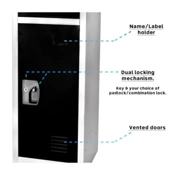 Adir Office 72 In. X 12 In. 3-Compartment Steel Locker Black 7 Adir Office 72 In. X 12 In. 3-Compartment Steel Locker Black - Image 5