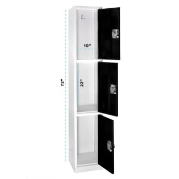 Adir Office 72 In. X 12 In. 3-Compartment Steel Locker Black 5 Adir Office 72 In. X 12 In. 3-Compartment Steel Locker Black - Image 3