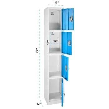 Adir Office 72 In. X 12 In. 4-Compartment Steel Locker Blue 5 Adir Office 72 In. X 12 In. 4-Compartment Steel Locker Blue - Image 3