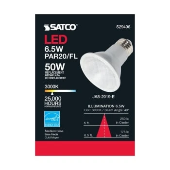 Satco 6.5w Par20 Led Medium Base 3000k 40° Beam Angle 120v Package Of 6 7 Satco 6.5w Par20 Led Medium Base 3000k 40° Beam Angle 120v Package Of 6 - Image 5