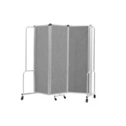 National Public Seating Room Divider, 6' Height, 3 Sections, Grey Panels