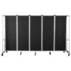 National Public Seating Room Divider, 6' Height, 5 Sections, Black Panels