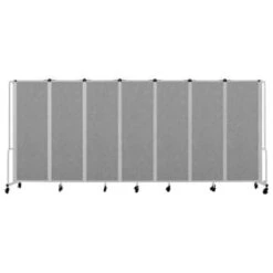 National Public Seating Room Divider, 6' Height, 7 Sections, Grey Panels