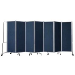 National Public Seating Room Divider, 6' Height, 7 Sections, Blue Panels