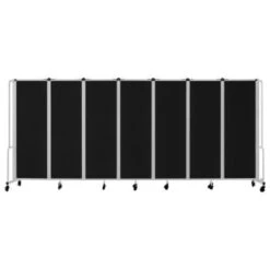 National Public Seating Room Divider, 6' Height, 7 Sections, Black Panels
