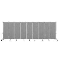 National Public Seating Room Divider, 6' Height, 9 Sections, Grey Panels