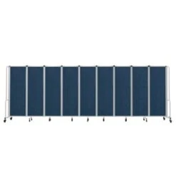 National Public Seating Room Divider, 6' Height, 9 Sections, Blue Panels