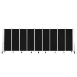 National Public Seating Room Divider, 6' Height, 9 Sections, Black Panels