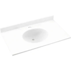 Swan® White Ellipse Solid Surface Single Bowl Vanity Top 22" X 49"