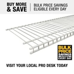 Closetmaid Superslide 12 In. D X 72 In. W X 1.4 In. H White Ventilated Wire Wall Mounted Shelf (6-Case) -Home Furnishing Store 246588 DetailedProductView4 Lg