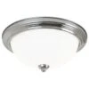 Sea Gull Lighting Geary 12.5 " 2-Light Nickel Ceiling Flush Mount Etched Glass
