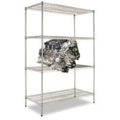 Alera® Industrial Heavy-Duty Wire Shelving Kit, 4-Shelf, 48w X 24d X 72h, Silver