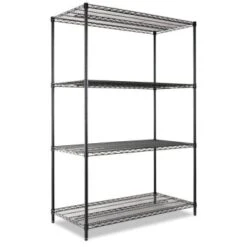 Alera® Industrial Heavy-Duty Wire Shelving Kit, 4-Shelf, 48w X 24d X 72h, Black