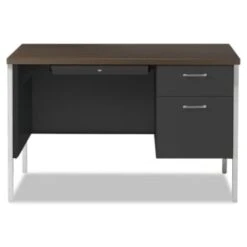 Alera® Single Pedestal Steel Desk, 45-1/4w X 24d X 29-1/2h, Walnut/black -Home Furnishing Store 250612 3 WebOnly Lg