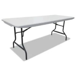 Alera® Resin Rectangular Folding Table, Square Edge, 72w X 30d X 29h, Platinum