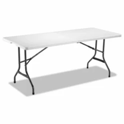 Alera® Fold-In-Half Resin Folding Table, 71w X 30d X 29h, White