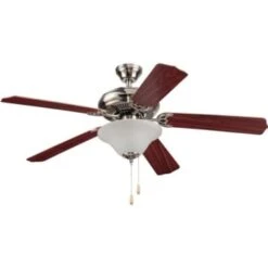 Seasons® 52 In. 5-Blade Led Ceiling Fan W/ Light (Alabaster Glass Bowl)