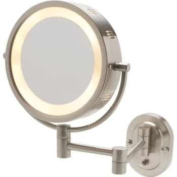 Jerdon® 8" Wall Mount Mirror With Halo Light, Plug In, Nickel 3 Jerdon® 8" Wall Mount Mirror With Halo Light, Plug In, Nickel