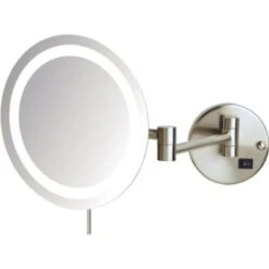 Sharper Image 8x Led Lighted Wall Mounted Mirror Nickel Finish Case Of 4