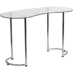 Carnegy Avenue 48 In. Rectangular Clear/chrome Computer Desk With Open Storage