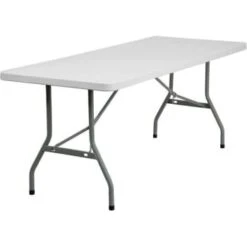 Carnegy Avenue 72 In. Granite White Plastic Tabletop Metal Frame Folding Table