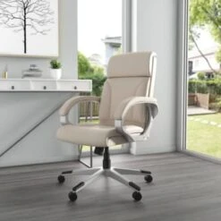Boss Office Products Executive Desk Chair Silver With Ivory Vinyl 9 Boss Office Products Executive Desk Chair Silver With Ivory Vinyl -Home Furnishing Store 285712 AlternateImageView Lg