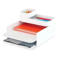 Safco Portable Caddy, 6 Compartments, Plastic, 12.75 X 7.25 X 8.5, White -Home Furnishing Store 285752 FrontView straighton Lg