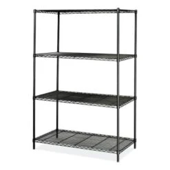 Safco Industrial Wire Shelving, Four-Shelf, 48w X 24d X 72h, Black