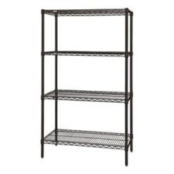 Quantum Storage Systems 4-Shelf Wire Shelving Unit, 18x36x72, Black Epoxy