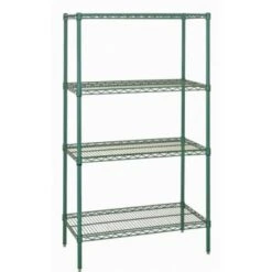 Quantum Storage Systems 4-Shelf Wire Shelving Unit, 24x30x72, Poly Green Epoxy