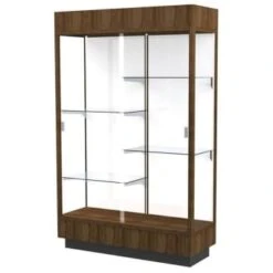 Ghent Waddell Heritage Wood Display Case Danish Walnut Hardwood Finish W/white