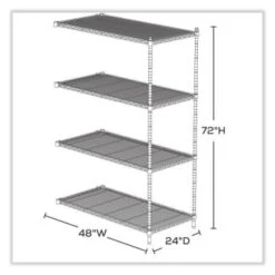 Safco 4-Shelf Industrial Add-On Unit, 48"w X 24"d X 72"h, Black 9 Safco 4-Shelf Industrial Add-On Unit, 48"w X 24"d X 72"h, Black -Home Furnishing Store 291927 LeftView Lg