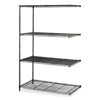 Safco 4-Shelf Industrial Add-On Unit, 48"w X 24"d X 72"h, Black 3 Safco 4-Shelf Industrial Add-On Unit, 48"w X 24"d X 72"h, Black