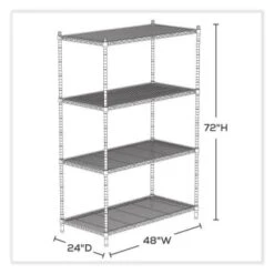 Safco 4-Shelf Industrial Wire Shelving, 48"w X 24"d X 72"h, Metallic Gray -Home Furnishing Store 291928 LeftView Lg