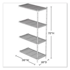 Safco 4-Shelf Industrial Add-On Unit, 36"w X 18"d X 72"h, Metallic Gray -Home Furnishing Store 292923 LeftView Lg