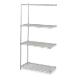 Safco 4-Shelf Industrial Add-On Unit, 36"w X 18"d X 72"h, Metallic Gray
