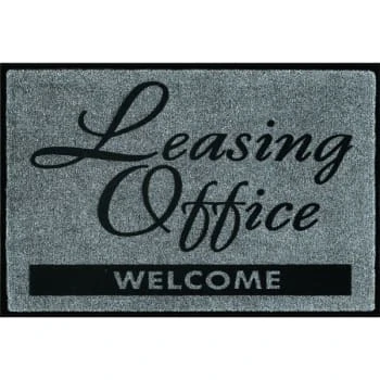 Leasing Office Welcome Floor Mat, Charcoal, 3' X 2' 3 Leasing Office Welcome Floor Mat, Charcoal, 3' X 2'