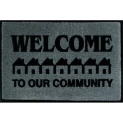 Welcome To Our Community Floor Mat, Charcoal, 3' X 2'
