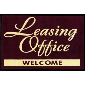 Leasing Office Welcome Floor Mat, Maroon, 3' X 2' 3 Leasing Office Welcome Floor Mat, Maroon, 3' X 2'