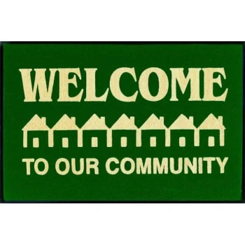 Welcome To Our Community Floor Mat, Hunter Green, 6' X 4' 3 Welcome To Our Community Floor Mat, Hunter Green, 6' X 4'