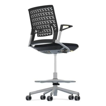 Safco Thesis™ Flex Back Stool With Arms, 21.5" To 29.5" Seat Height, Black 3 Safco Thesis™ Flex Back Stool With Arms, 21.5" To 29.5" Seat Height, Black